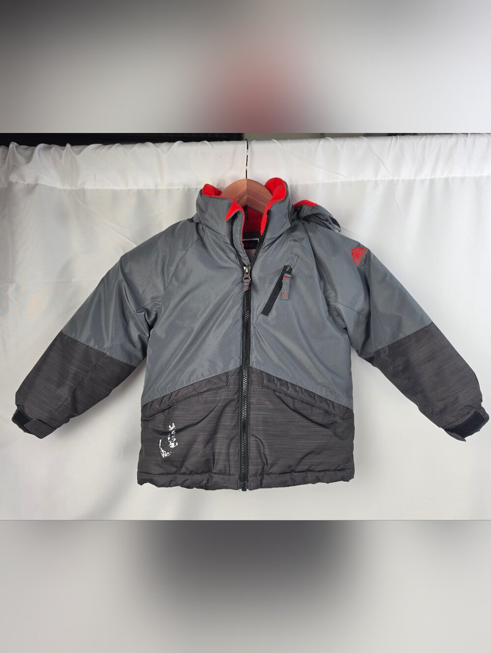 Snozu Kids Gray Puffer Jacket Hooded Fleece Lined Winter Coat 4T RN127805